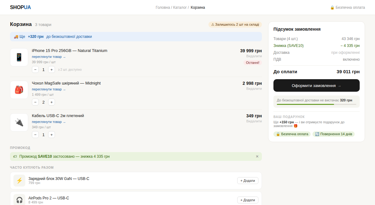 Сторінка корзини