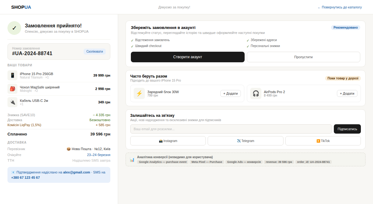 приклад Thank You Page